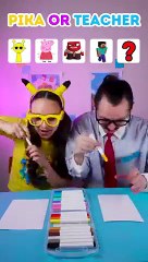 Pika vs Teacher Art Battle! ⚡🎨 Who Draws Better? #fun #kids