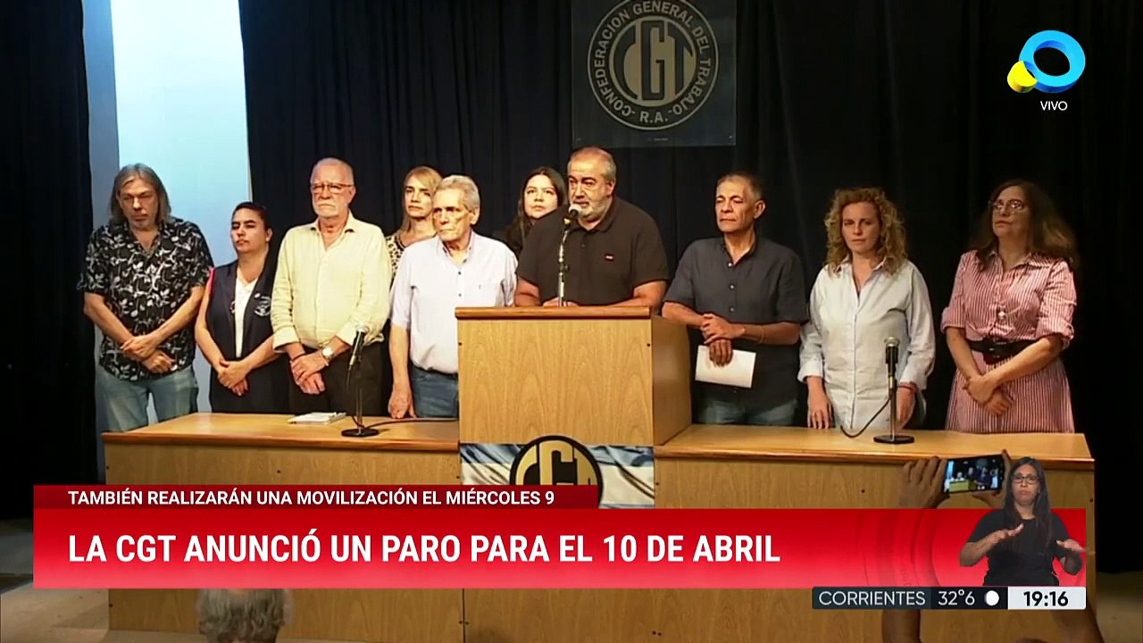La CGT confirmó para el 10 de abril el tercer paro general contra el Gobierno de Milei