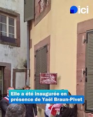 Yaël Braun-Pivet inaugure la place Raymond Forni à Belfort.