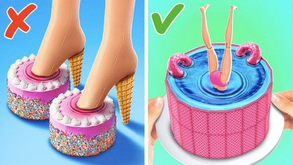 👠 Oh No! Barbie Stepped on a Cake! 🍰 DIY Cute Doll Shoes in the Easiest Way! 🎀✨ #DIYDollShoes