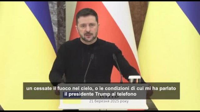 Zelensky: primo passo potrebbe essere tregua nei cieli o sull'energia