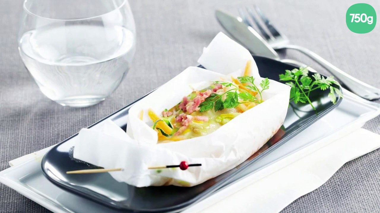 Papillotes de flétan aux petits lardons