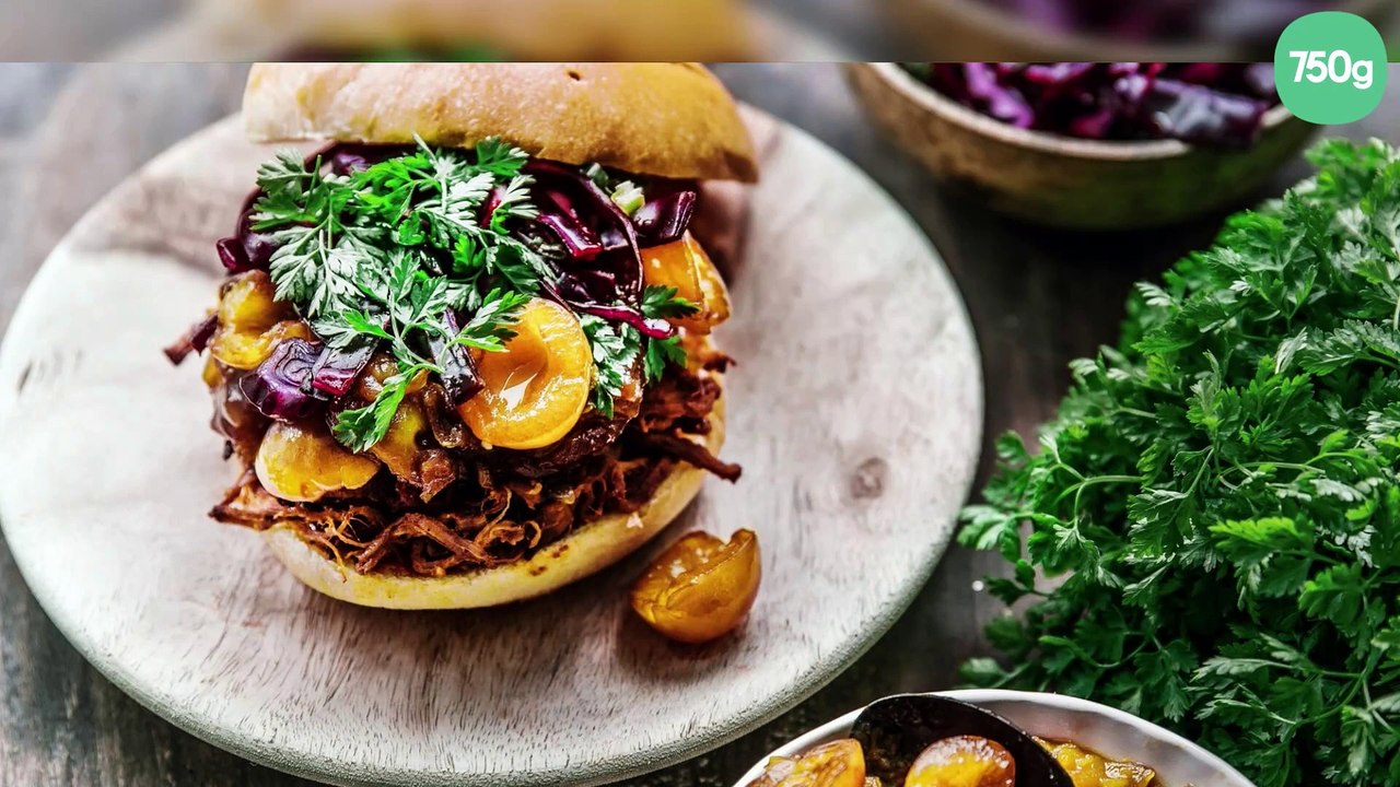 Pulled pork burger au chutney de mirabelles