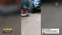 Trabajadores haitianos queman vehículo en Unvero Alto   | ESM