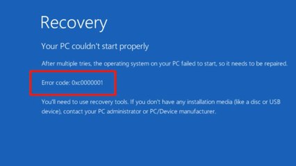 How do I fix error code 0xc0000001 - Blue Screen Problem