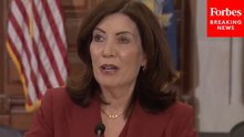 'Do I Intend To Harass You?': Reporter Wearing Mask Presses Gov. Kathy Hochul On Proposed Mask Ban
