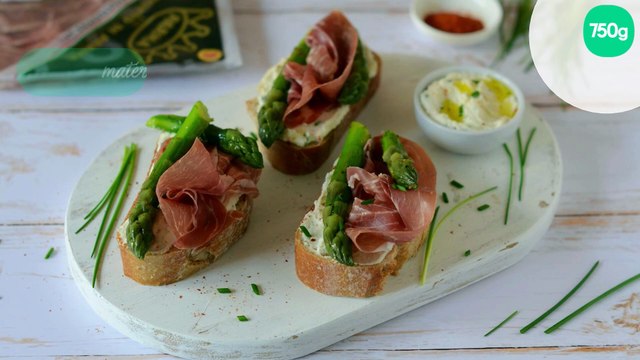 Bruschetta aux asperges et au jambon de Parme AOP
