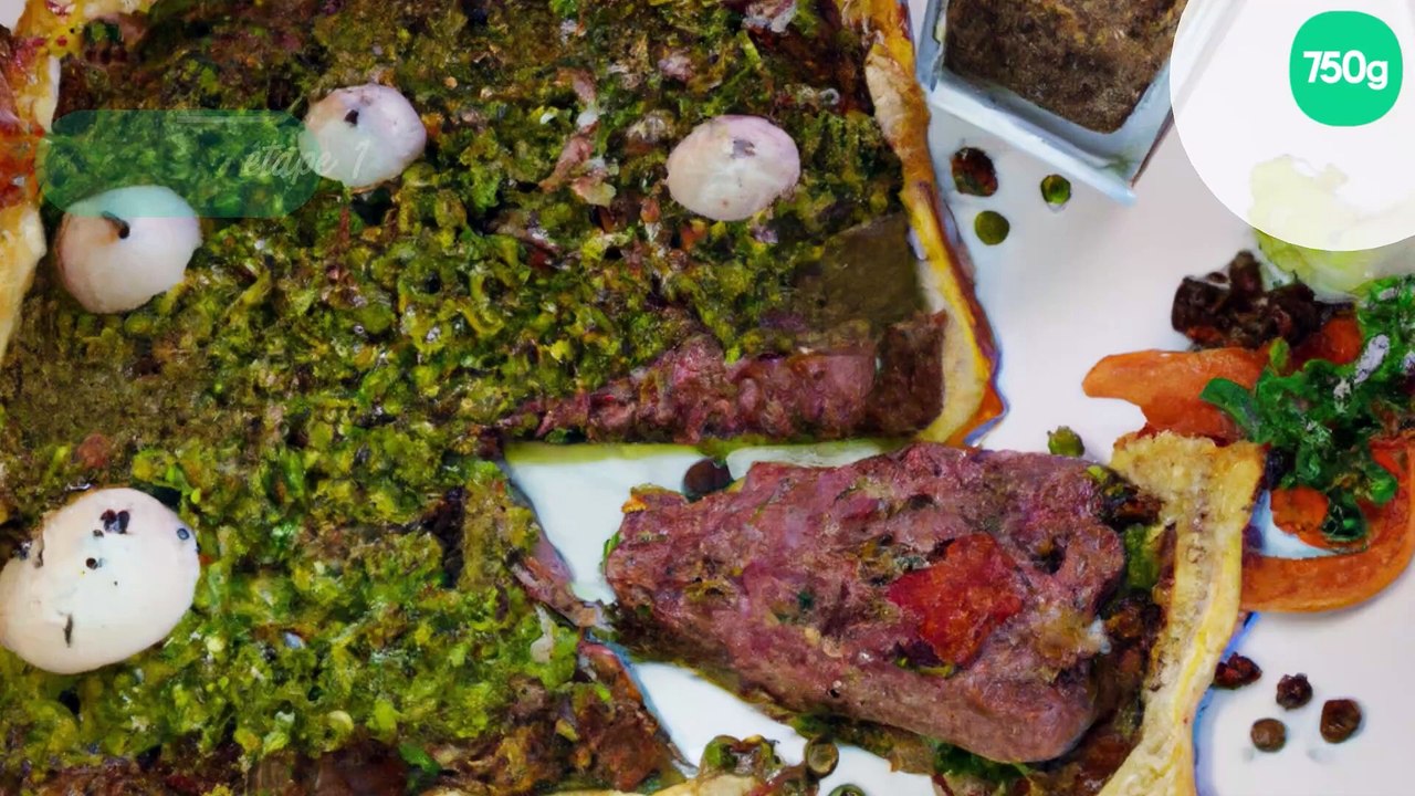 Tarte feuilletée aux Lentilles Vertes du Puy, filet mignon de porc séché