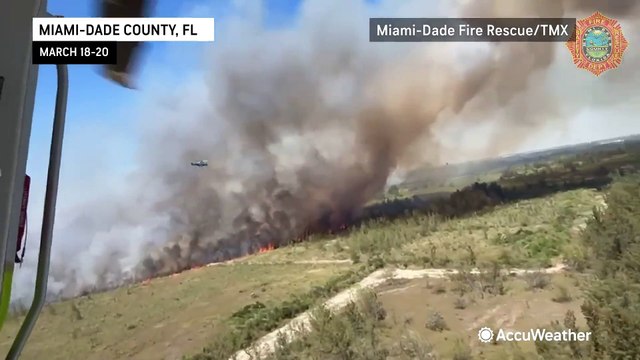 Firefighters battle raging brush fire south of Miami