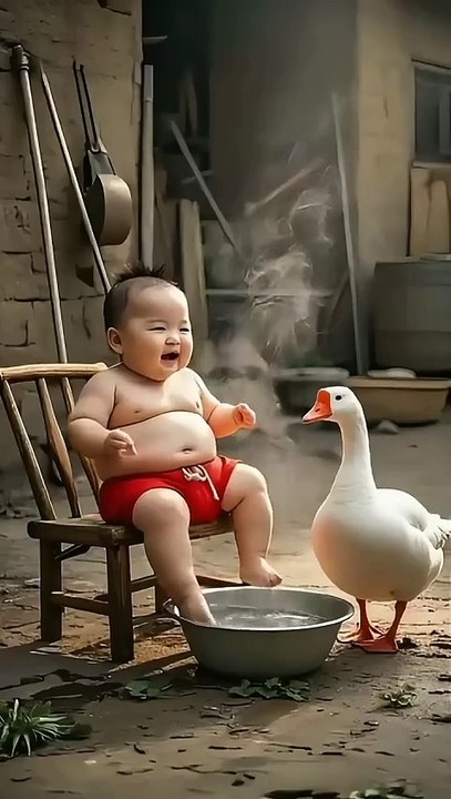The Best Funny Video You Should Not Miss   Cute baby Enjoying Water   Ai Animations #foryou #fyp (1)