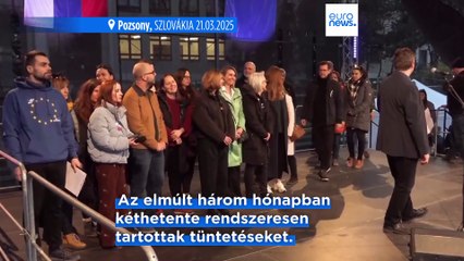 48 szlovák városban tüntettek Robert Fico miniszterelnök és oroszbarát politikája ellen