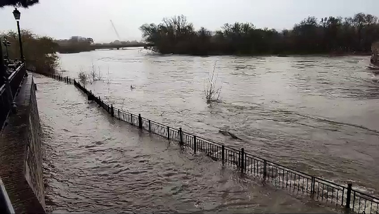 El Tajo sube en el Puente Viejo