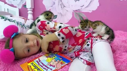 Nastya Learns How To Foster a Kittens