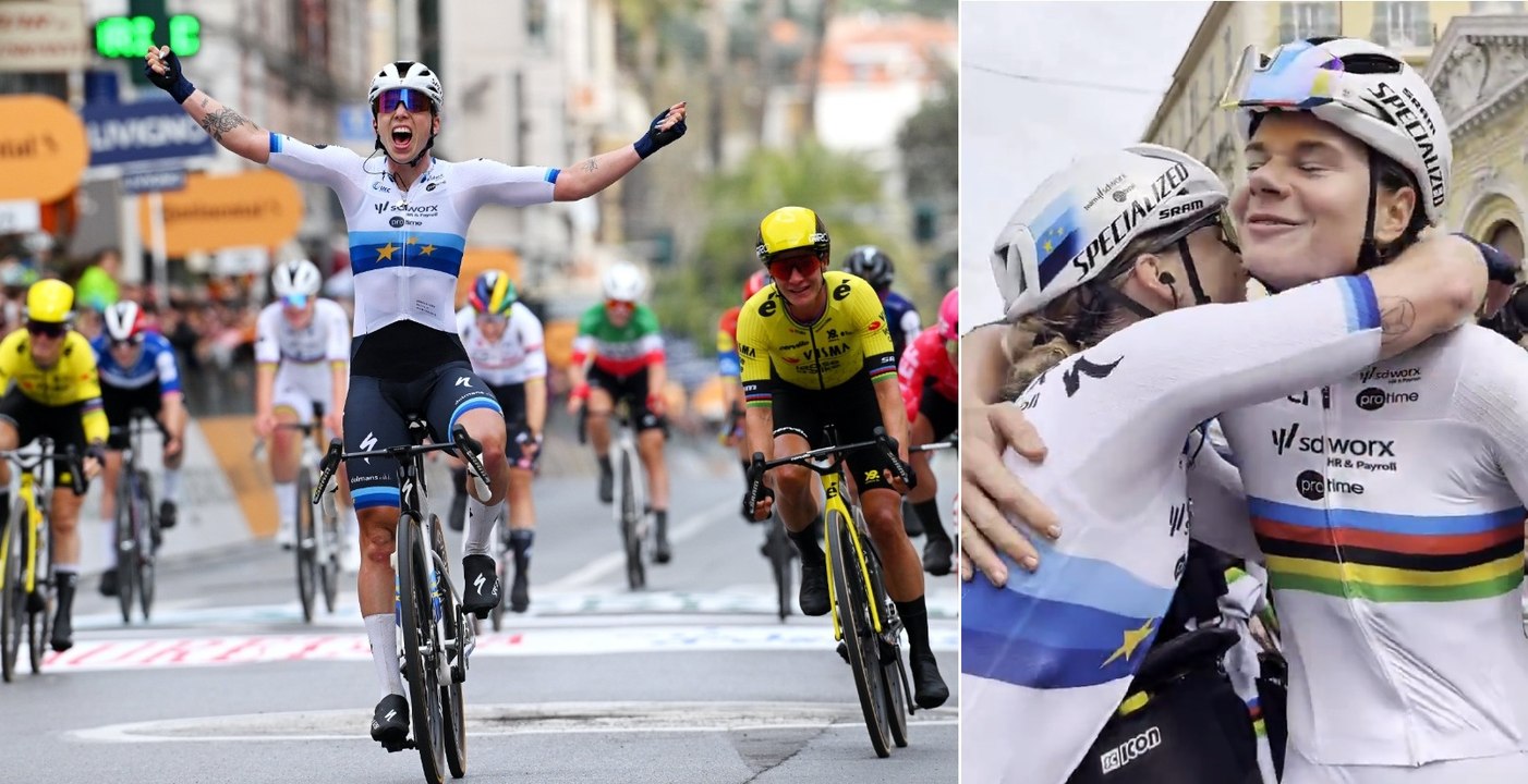Cyclisme - Milan-San Remo 2025 - Lorena Wiebes s'offre le 1er Sanremo Women, merci Lotte Kopecky ! Pauline Ferrand-Prévot au pied du podium