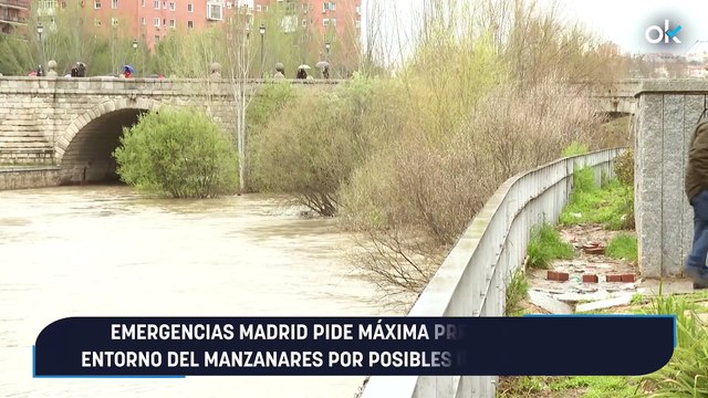 Emergencias Madrid pide máxima precaución en el entorno del Manzanares por posibles desbordamientos