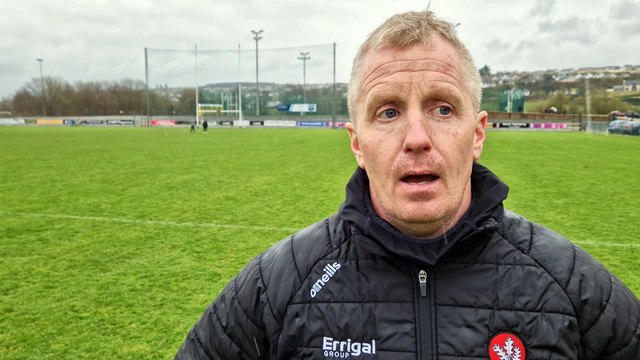 Derry hurling manager Johnny McGarvey reacts to Oak Leafers securing their Division Two status against Donegal
