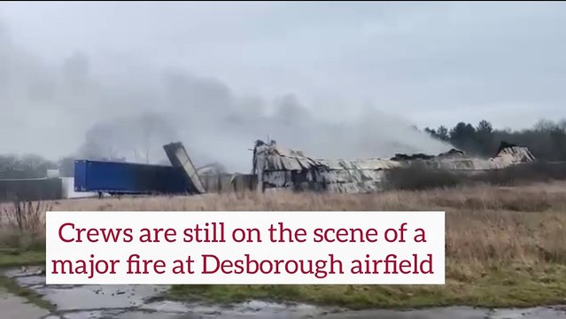 Crews are at a fire at a carpet recycling firm in Desborough