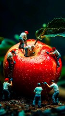 "Ever imagined engineers working on a massive fruit? 🍎⚙️ This short AI-generated video brings