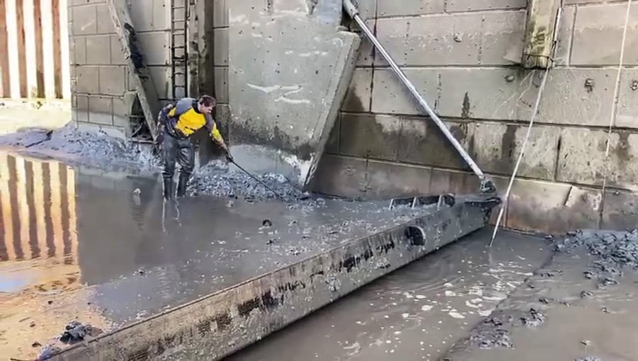 Repairs underway to Watchet Marina's gate.