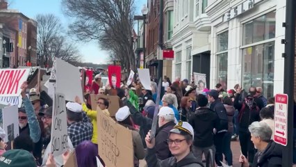 Demonstrators hold colourful anti-Musk protest outside Washington DC Tesla showroom