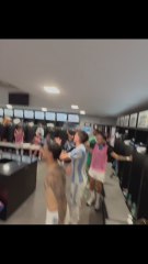 La celebración en el vestuario de Argentina tras la victoria ante Uruguay