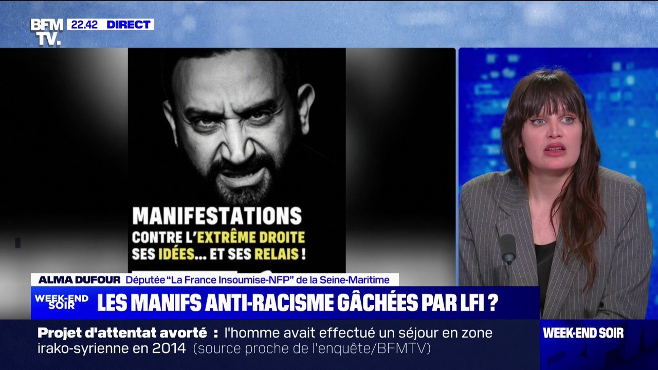 "C'est une très grosse erreur": Alma Dufour (députée LFI-NFP) réagit à la diffusion d'une affiche LFI caricaturant Cyril Hanouna
