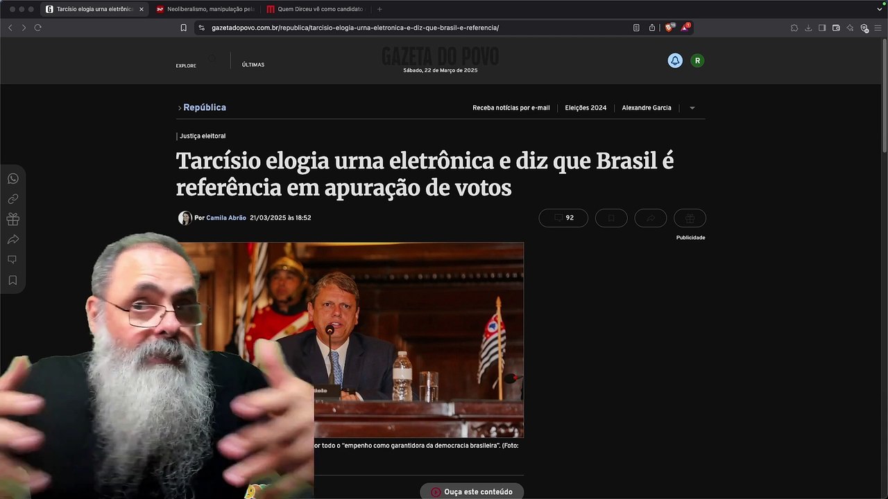 TARCÍSIO defende as URNAS contando UM ERRO a MENOS que BOLSONARO: EXCELENTE POSICIONAMENTO DELE