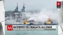 Incendio en la Fragata ARM Allende desata operativo de emergencia en Tuxpan