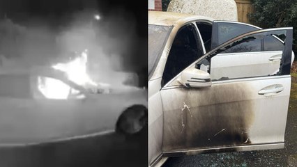 Watch as thugs write off mans £50,000 Mercedes in horror attack at his home