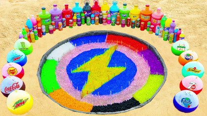 How to make Rainbow Lightning with Orbeez, Balloons of Fanta, Mtn Dew & Sprite, Coca Cola vs Mentos