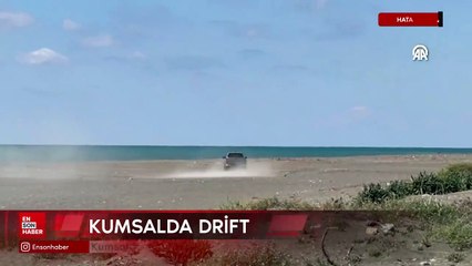 Hatay'da kumsalda pikapla drift yapan sürücüye 47 bin 235 lira ceza verildi
