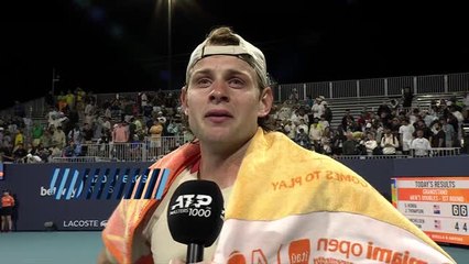 Miami - Bergs en larmes après sa victoire sur Rublev