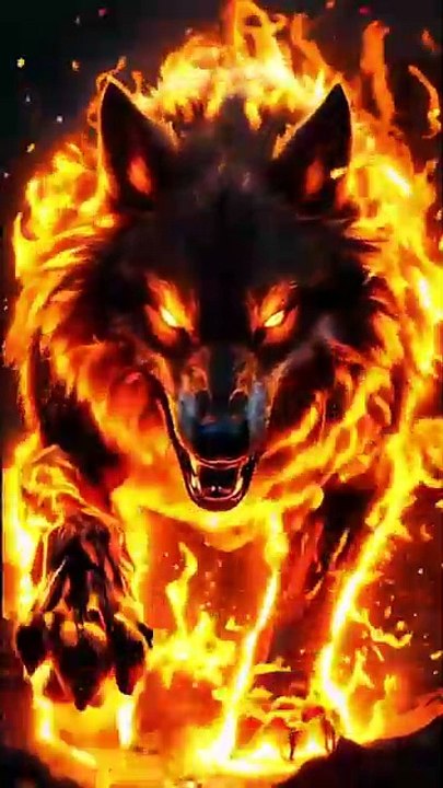 Fiery Jackal Running in Flames | Intense 4K Live Wallpaper"