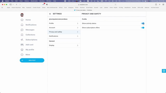 How to SHOW & HIDE Your Activity Status On Your Only Fans Account Using a Mac Computer (Tutorial 18)
