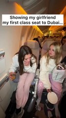 Showing my girlfriend my first class emirates seat to Dubai 😳😂