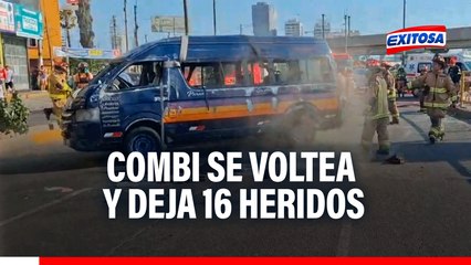 Aparatoso accidente en La Victoria: Combi se voltea y deja 16 heridos en av. Nicolás Arriola
