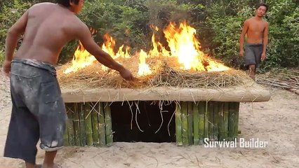 Unbelievable! Building Bamboo Decoration ideas Swimming Pool Around Secret Underground House