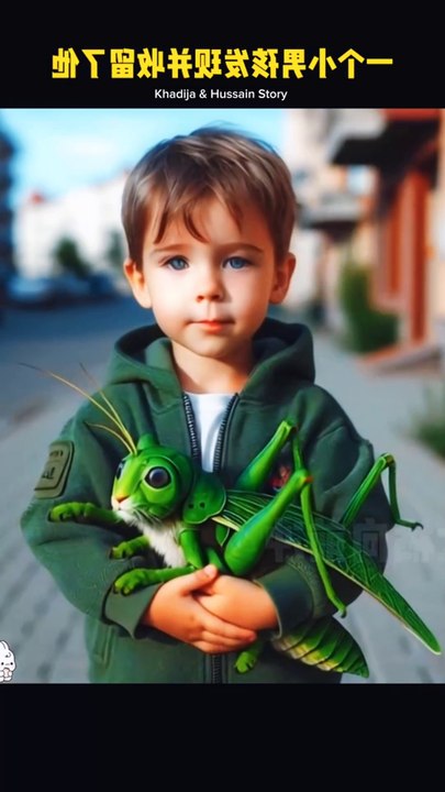 The little boy took in a weird grasshopper cat, which could turn into an armored warrior to protect the little boy.#fastgrowthplan  #binaryweeklylateupdate #cutecat