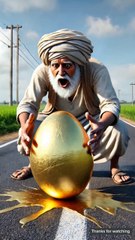 The farmer found the pigeon's golden egg and the farmer is worried 😭 #ai #hen #farmer