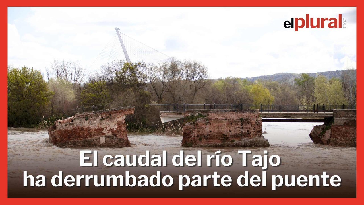 Se derrumba parte del puente romano de Talavera de la Reina por la crecida del Tajo
