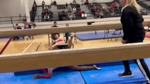 Girl Hits Her Back and Falls While Attempting Gymnastics Routine