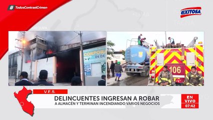 V.E.S: Delincuentes ingresan a robar a almacén y provocan incendio que afectó a varios negocios