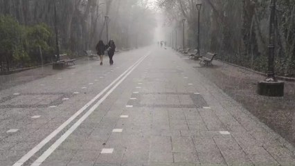 Granizada en Campo Grande en Valladolid