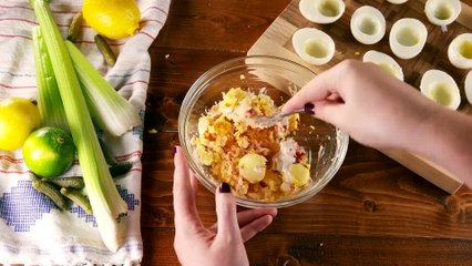 Everyone Begs Me To Bring These Bloody Mary Deviled Eggs To Brunch