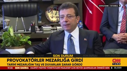 Provokatörler mezarlığa girdi… Tarihi mezarlığın taş ve duvarları zarar gördü