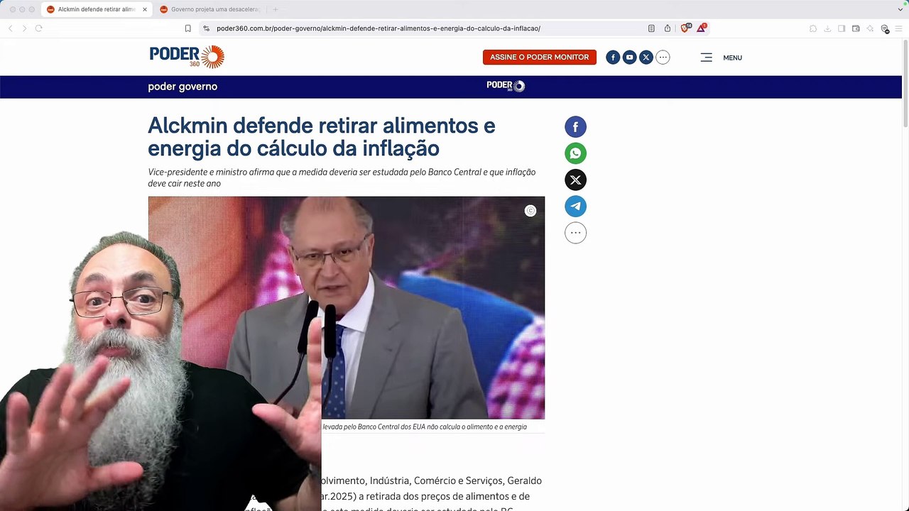 ALCKMIN sugere TIRAR ALIMENTOS e ENERGIA ELÉTRICA do ÍNDICE da INFLAÇÃO para RESOLVER o PROBLEMA