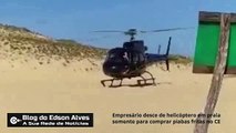 Empresário desce de helicóptero em praia somente para comprar piabas fritas no CE