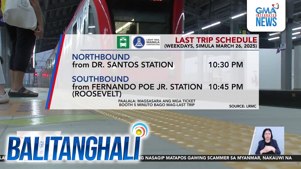 Operasyon ng LRT-1 Lunes hanggang Biyernes, 30 minutong extended simula bukas, March 26 | Balitanghali