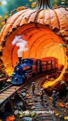 Train inside a Pumpkin