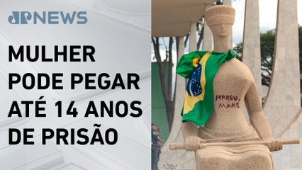 Zema critica julgamento de ré do 8 de Janeiro que escreveu com batom na estátua do STF